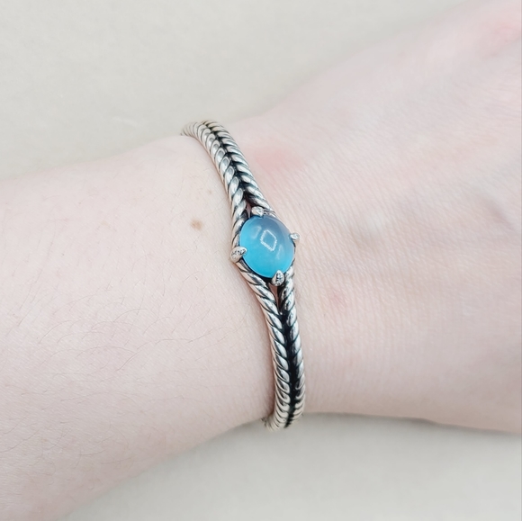 David Yurman Chatelaine Blue Topaz Diamond Bracelet - Picture 9 of 12